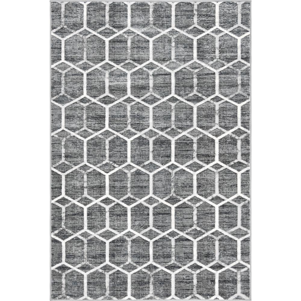 Matrix Trellis Tile Rug, Gray/Ivory (6' 0 x 9' 0). Picture 1