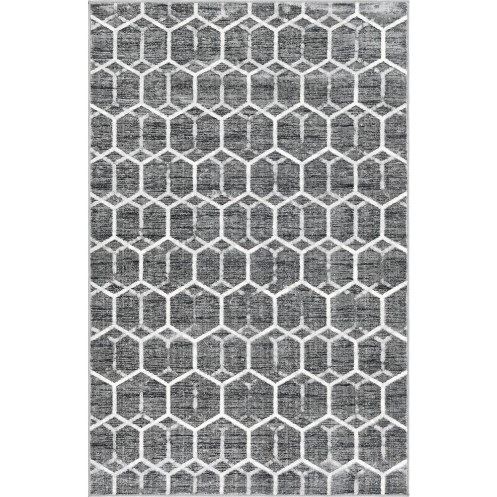 Matrix Trellis Tile Rug, Gray/Ivory (5' 0 x 8' 0). Picture 1