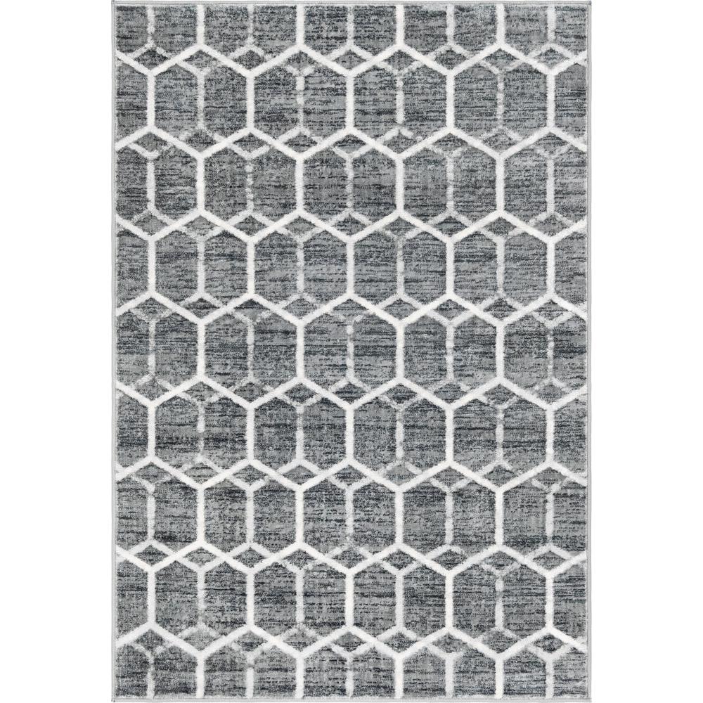 Matrix Trellis Tile Rug, Gray/Ivory (4' 0 x 6' 0). Picture 1