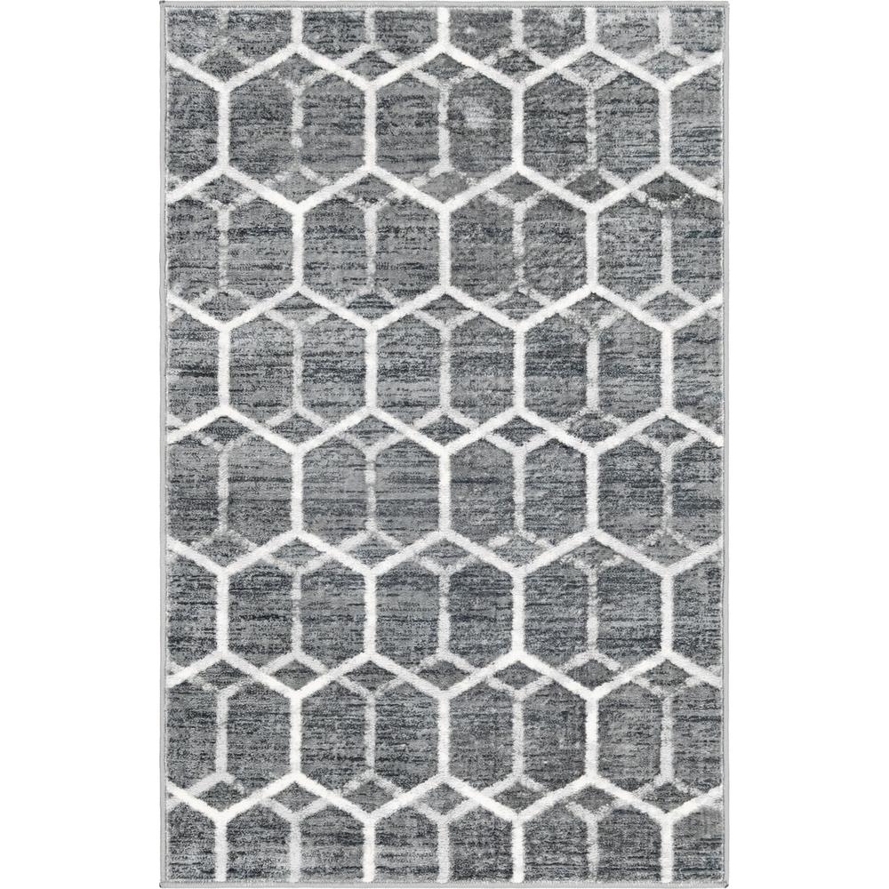 Matrix Trellis Tile Rug, Gray/Ivory (3' 3 x 5' 3). Picture 1