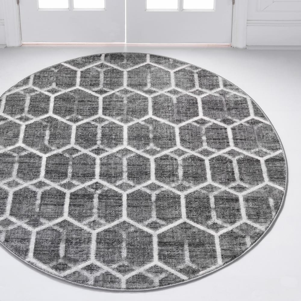 Matrix Trellis Tile Rug, Gray/Ivory (5' 0 x 5' 0). Picture 2