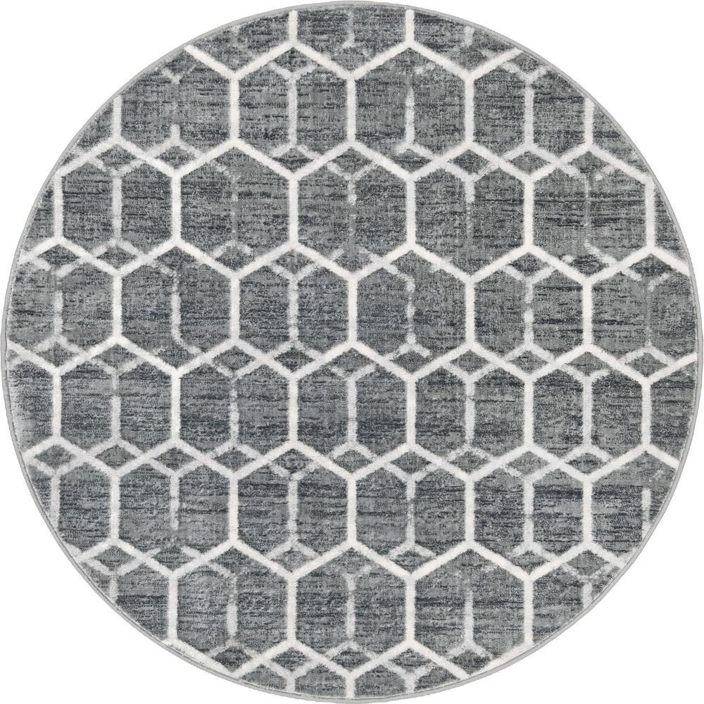 Matrix Trellis Tile Rug, Gray/Ivory (5' 0 x 5' 0). Picture 1