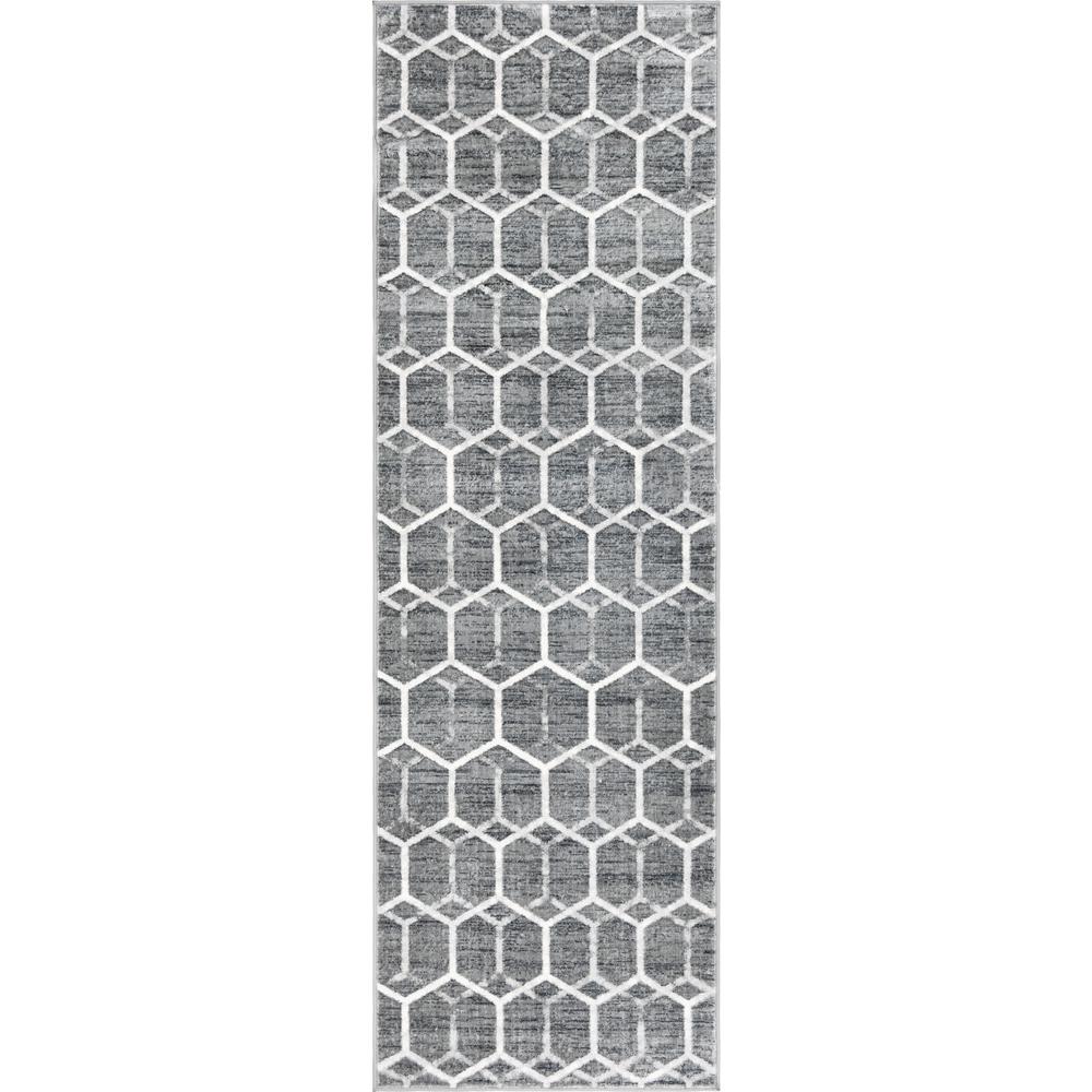 Matrix Trellis Tile Rug, Gray/Ivory (3' 0 x 10' 0). Picture 1