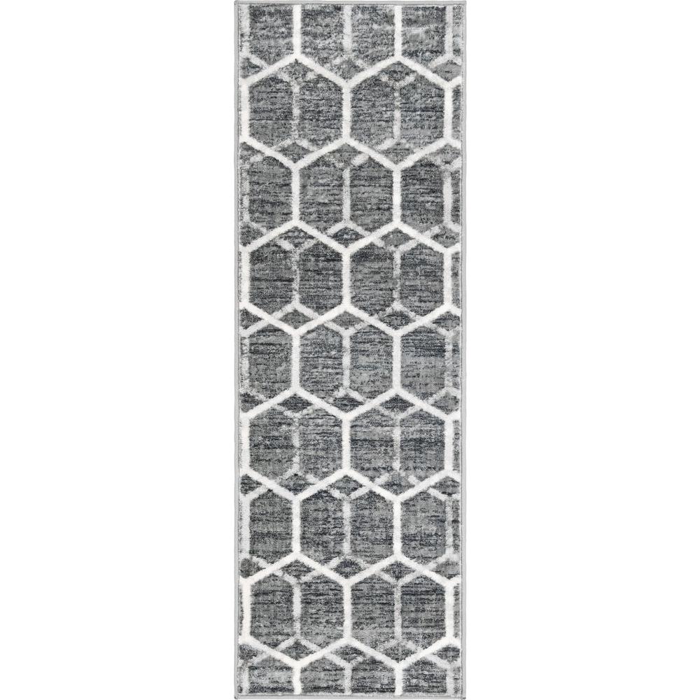 Matrix Trellis Tile Rug, Gray/Ivory (2' 0 x 6' 0). Picture 1