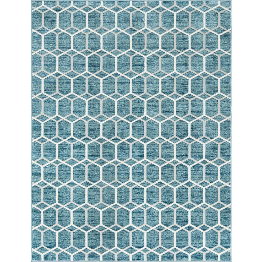 Matrix Trellis Tile Rug, Blue/Ivory (9' 0 x 12' 0). Picture 1
