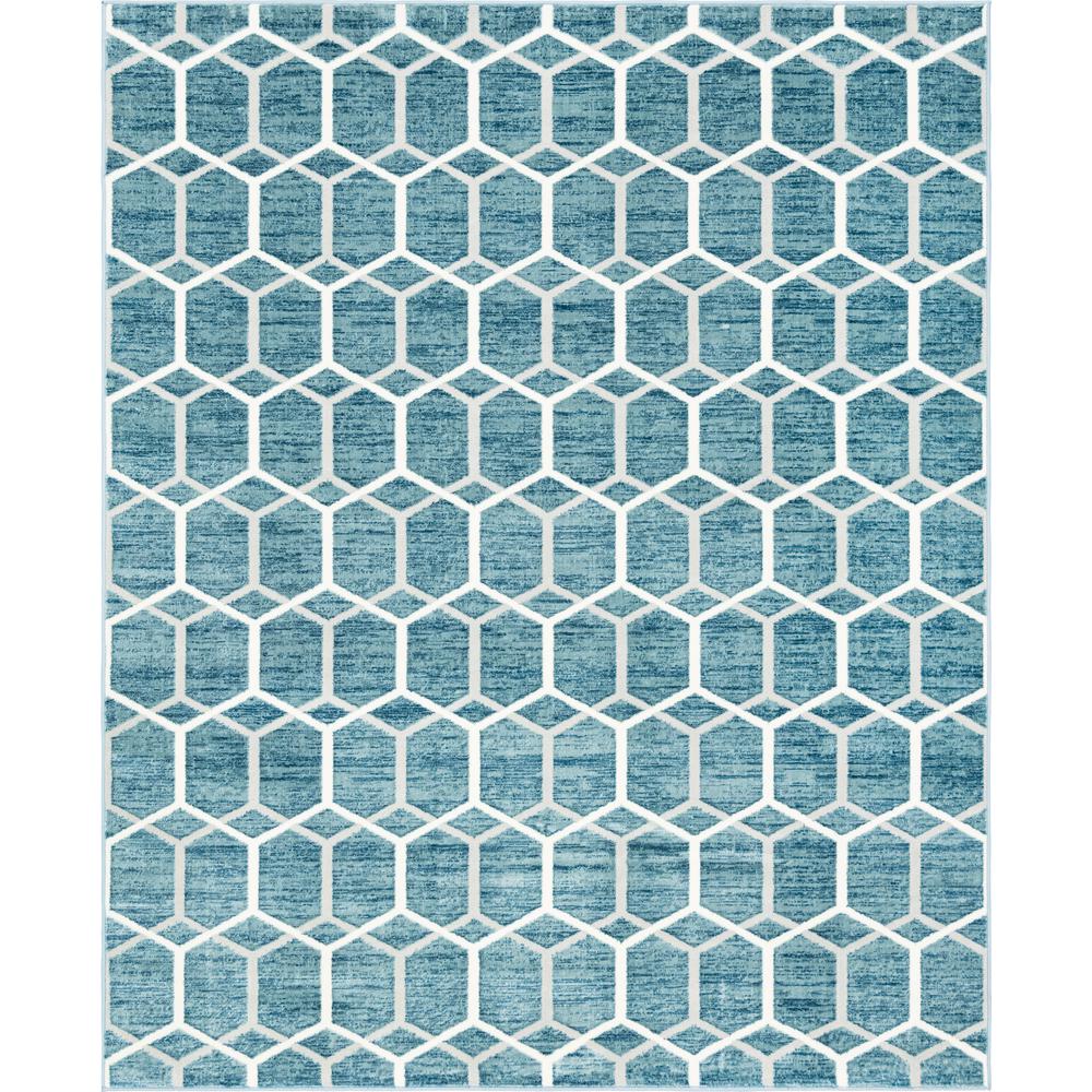 Matrix Trellis Tile Rug, Blue/Ivory (8' 0 x 10' 0). Picture 1