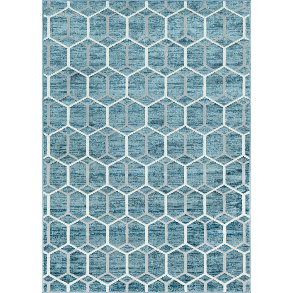 Matrix Trellis Tile Rug, Blue/Ivory (7' 0 x 10' 0). Picture 1