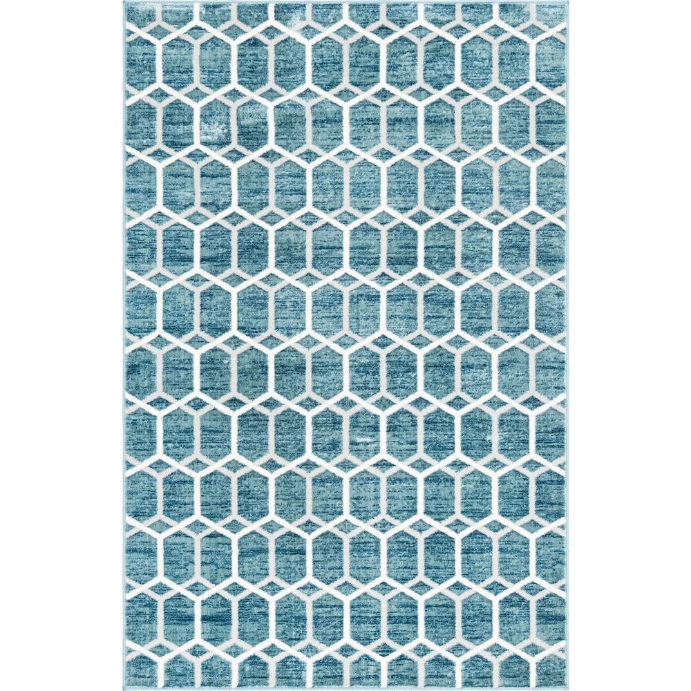 Matrix Trellis Tile Rug, Blue/Ivory (5' 0 x 8' 0). Picture 1