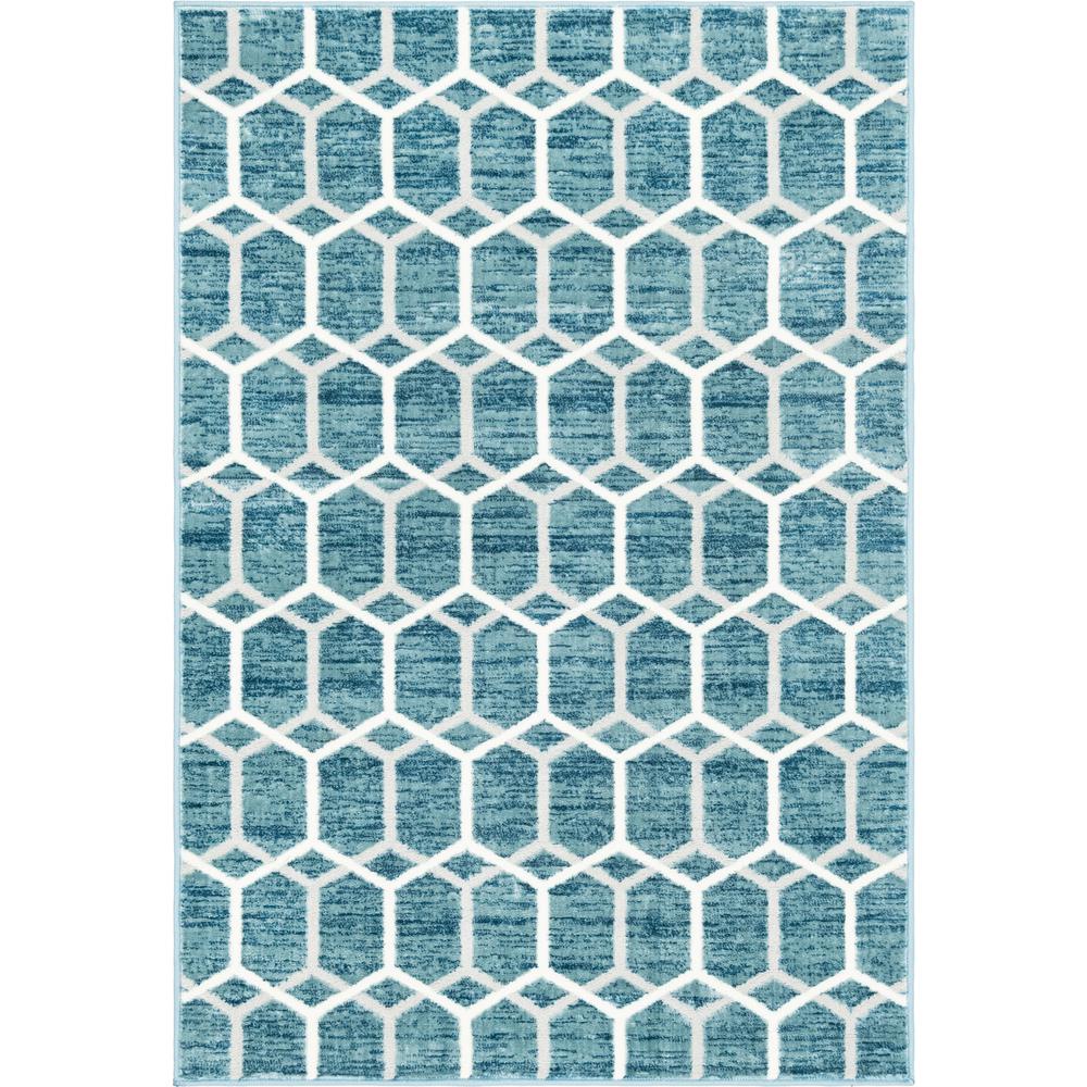 Matrix Trellis Tile Rug, Blue/Ivory (4' 0 x 6' 0). Picture 1