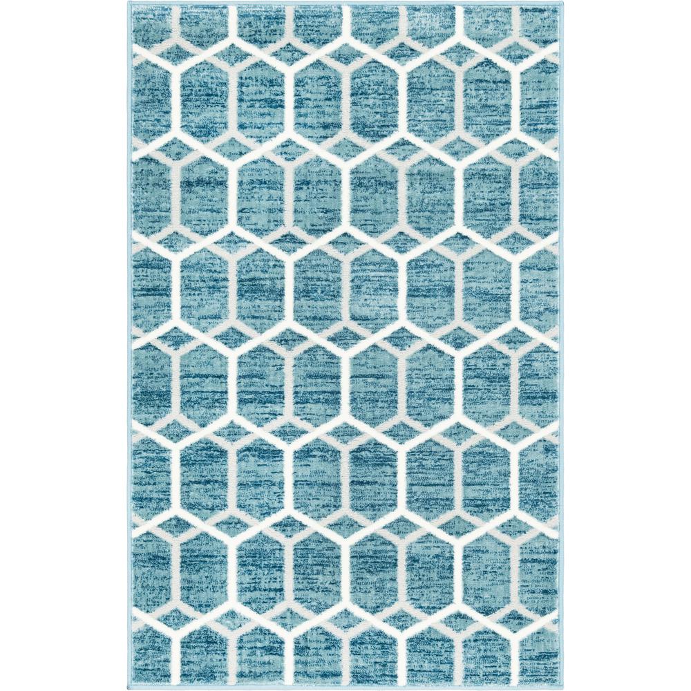 Matrix Trellis Tile Rug, Blue/Ivory (3' 3 x 5' 3). Picture 1
