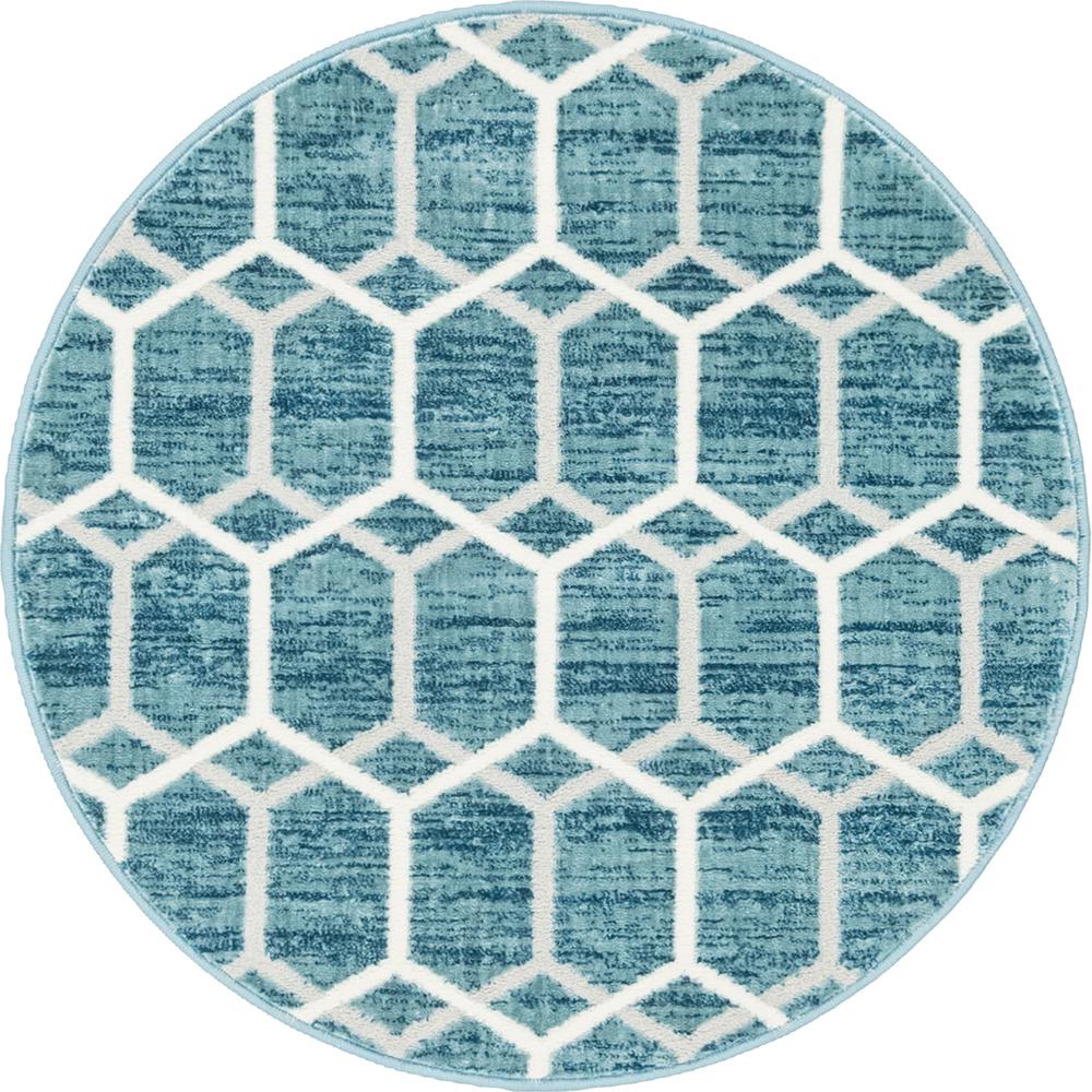 Matrix Trellis Tile Rug, Blue/Ivory (3' 3 x 3' 3). Picture 1