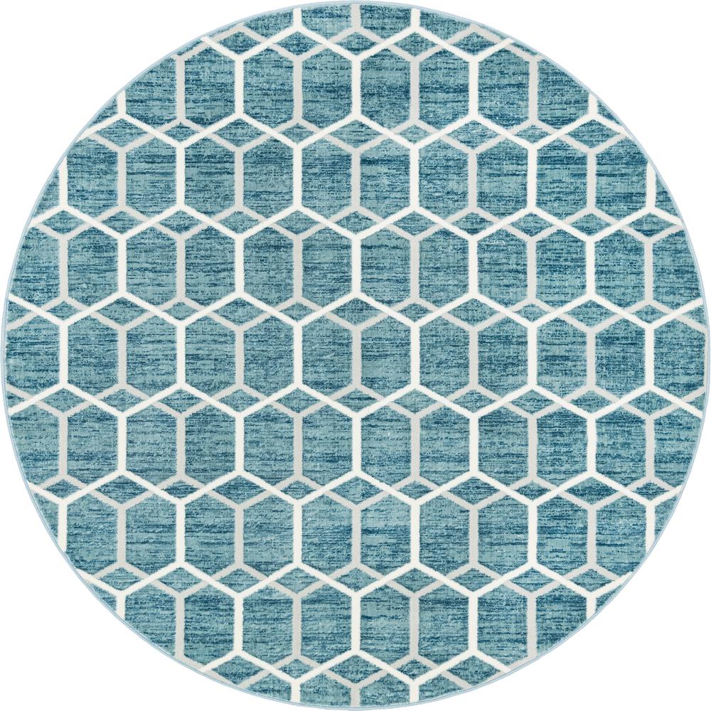 Matrix Trellis Tile Rug, Blue/Ivory (8' 0 x 8' 0). Picture 1
