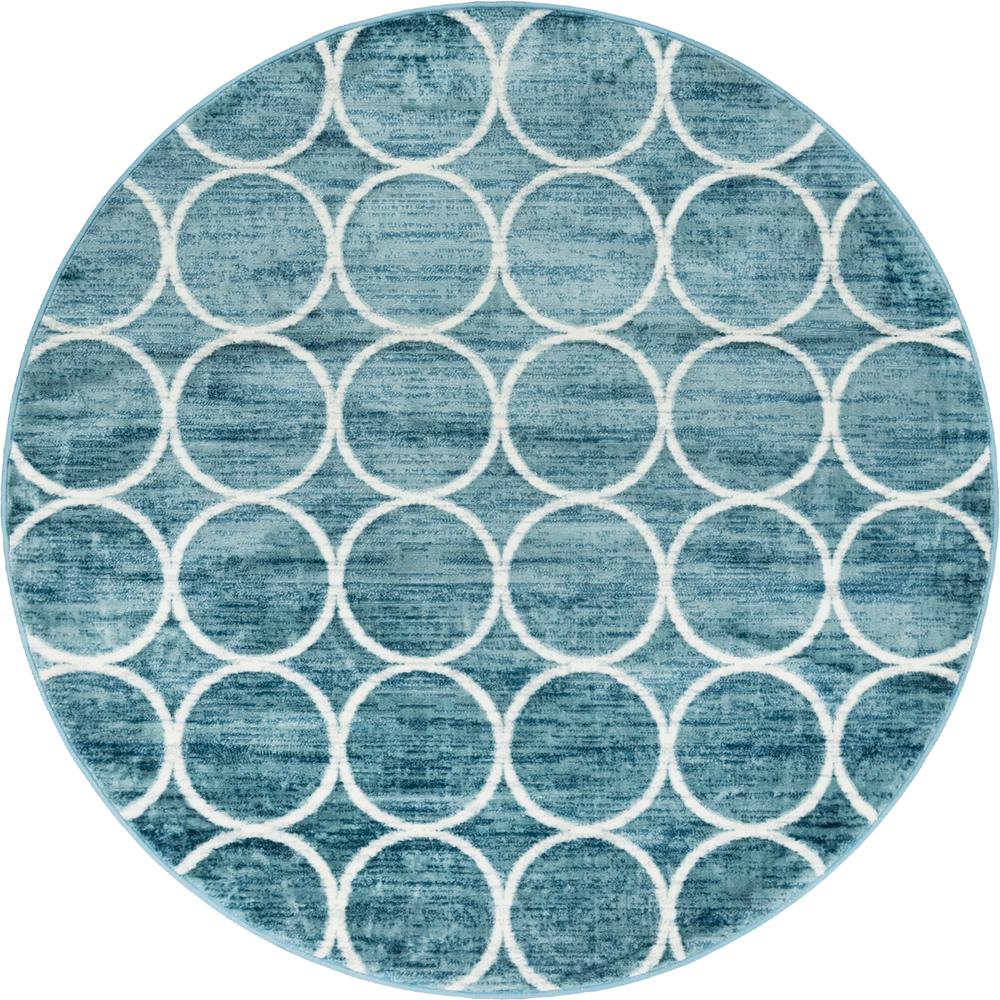 Matrix Trellis Dots Rug, Blue/Ivory (5' 0 x 5' 0). Picture 1