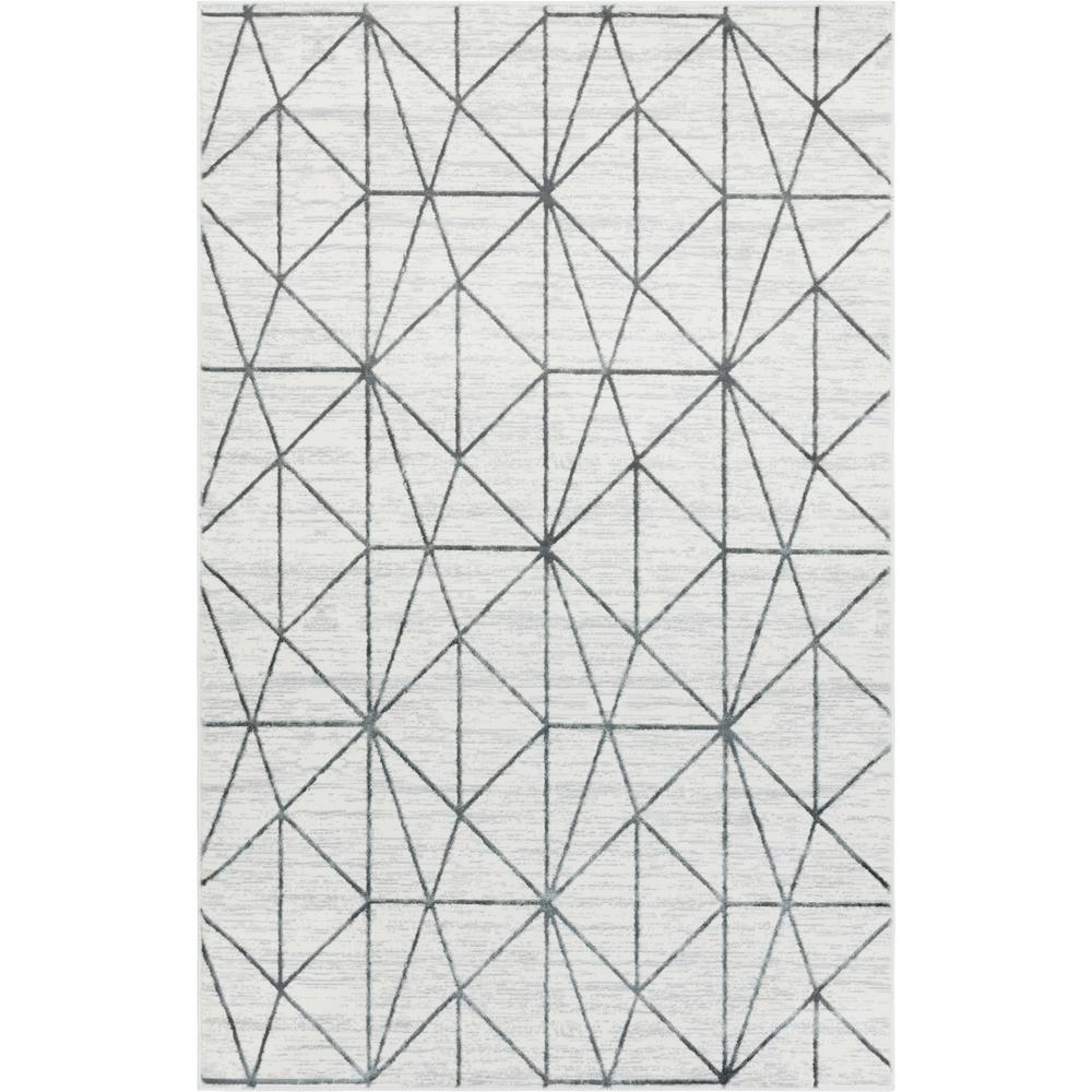 Matrix Trellis Geometric Rug, Ivory/Gray (5' 0 x 8' 0). Picture 1
