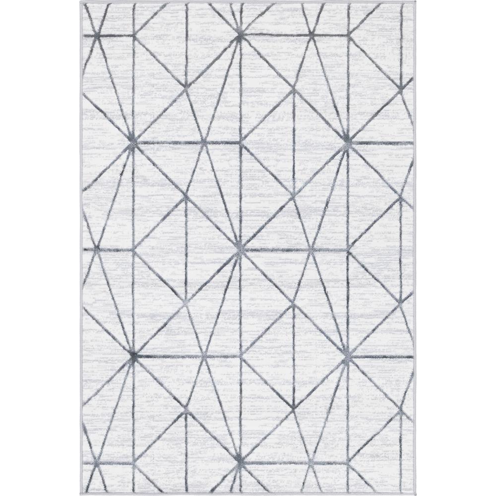 Matrix Trellis Geometric Rug, Ivory/Gray (4' 0 x 6' 0). Picture 1
