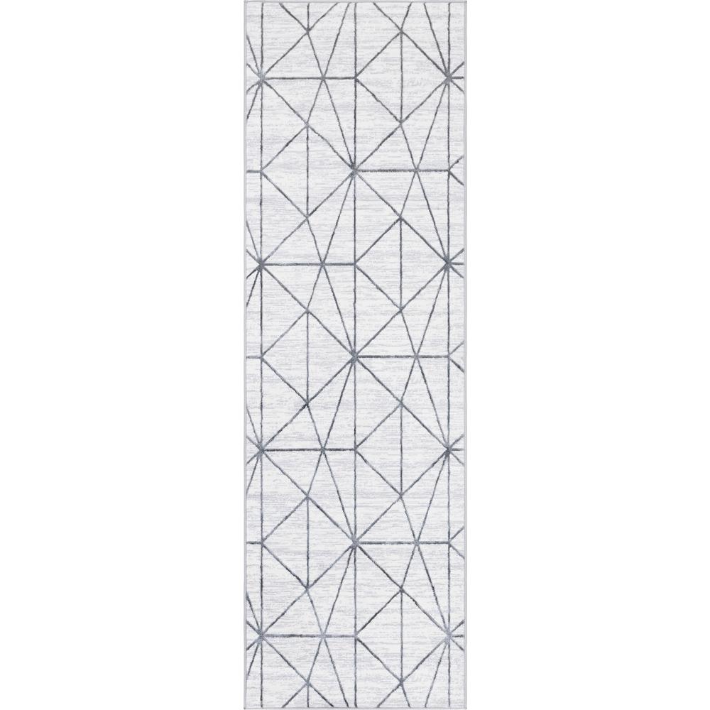 Matrix Trellis Geometric Rug, Ivory/Gray (3' 0 x 10' 0). Picture 1