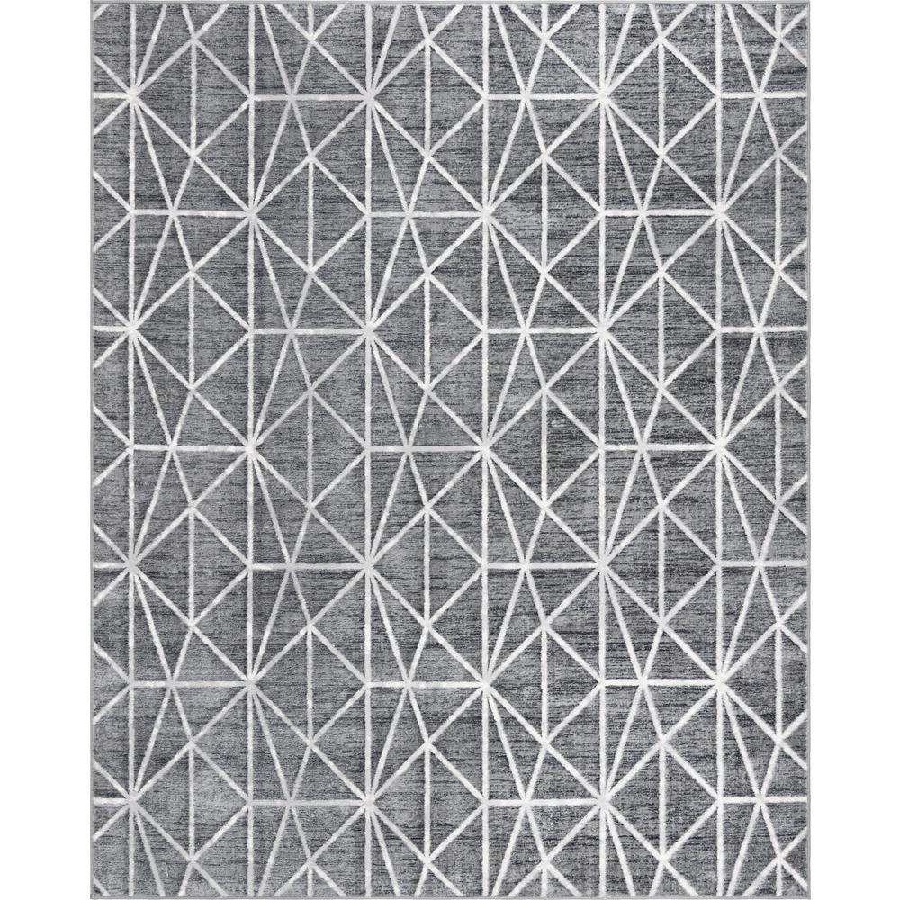 Matrix Trellis Geometric Rug, Dark Gray/Ivory (8' 0 x 10' 0). Picture 1