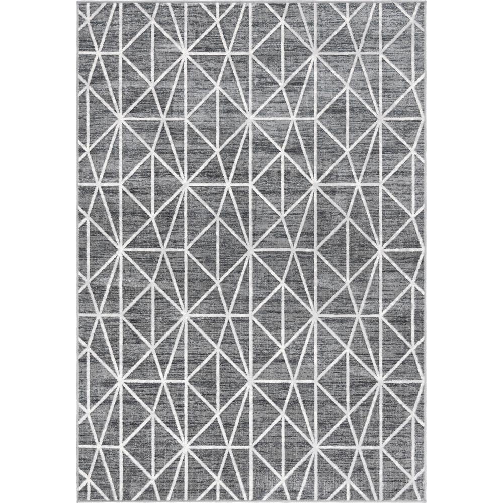Matrix Trellis Geometric Rug, Dark Gray/Ivory (7' 0 x 10' 0). Picture 1
