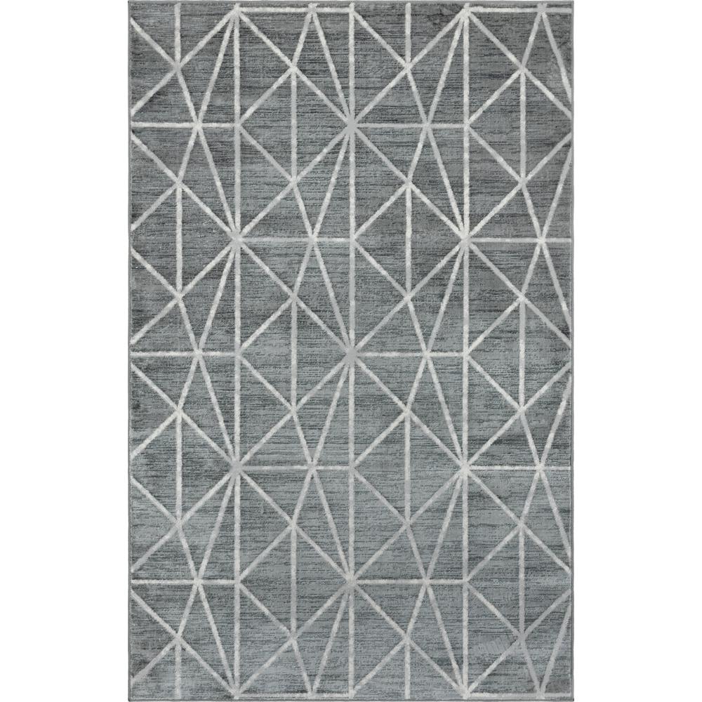 Matrix Trellis Geometric Rug, Dark Gray/Ivory (5' 0 x 8' 0). Picture 1