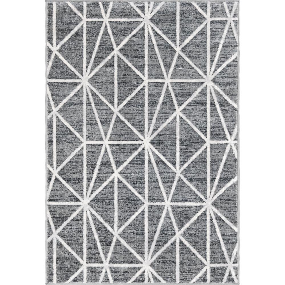 Matrix Trellis Geometric Rug, Dark Gray/Ivory (4' 0 x 6' 0). Picture 1