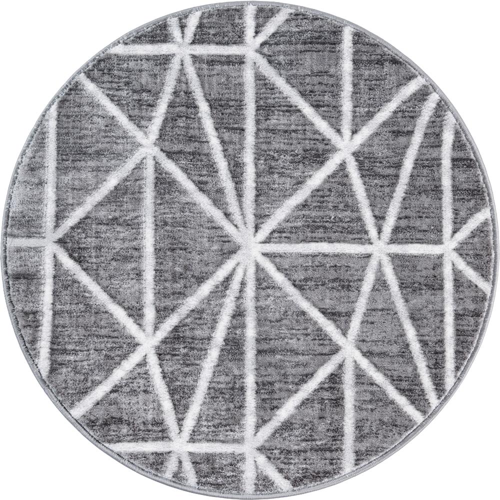 Matrix Trellis Geometric Rug, Dark Gray/Ivory (3' 3 x 3' 3). Picture 1