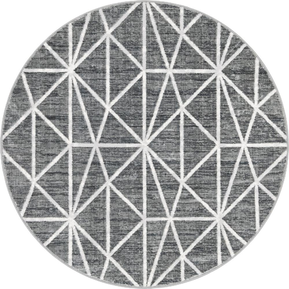 Matrix Trellis Geometric Rug, Dark Gray/Ivory (5' 0 x 5' 0). Picture 1