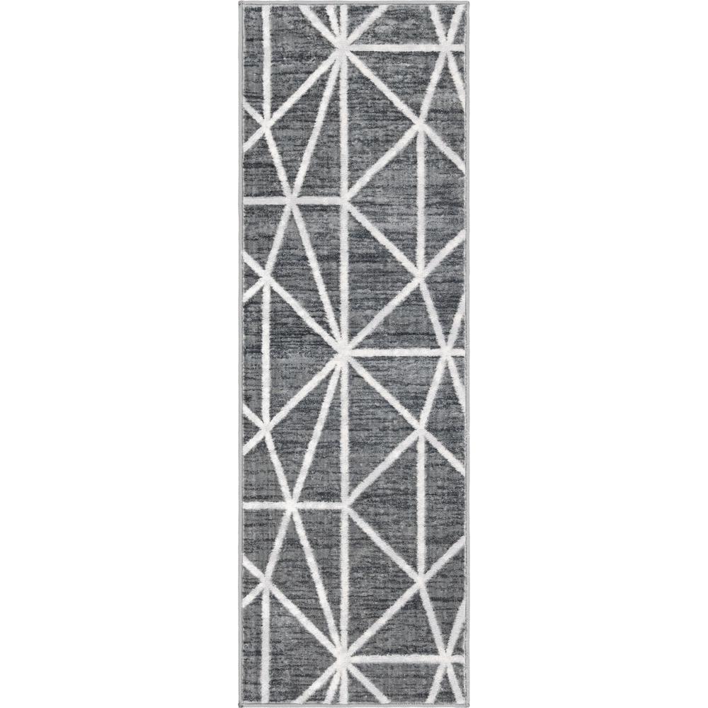 Matrix Trellis Geometric Rug, Dark Gray/Ivory (2' 0 x 6' 0). Picture 1