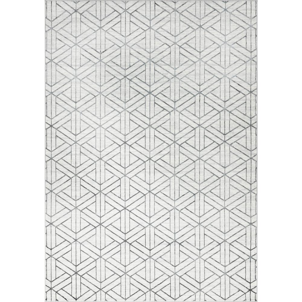 Matrix Trellis Motif Rug, Ivory/Gray (9' 10 x 14' 0). Picture 1