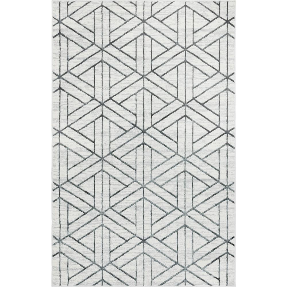 Matrix Trellis Motif Rug, Ivory/Gray (5' 0 x 8' 0). Picture 1