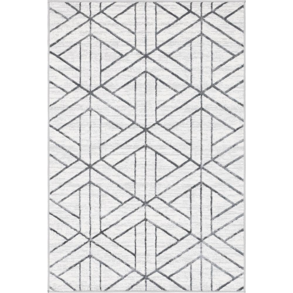 Matrix Trellis Motif Rug, Ivory/Gray (4' 0 x 6' 0). Picture 1