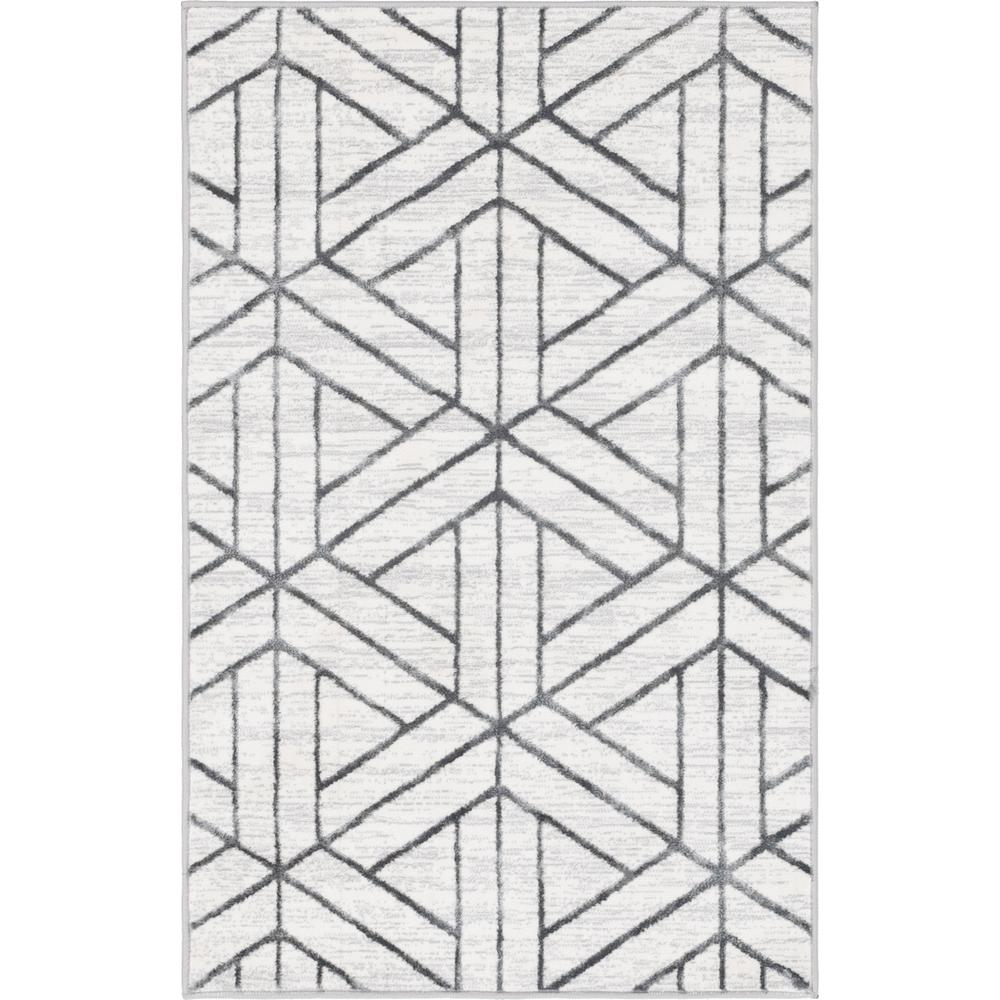 Matrix Trellis Motif Rug, Ivory/Gray (3' 3 x 5' 3). Picture 1