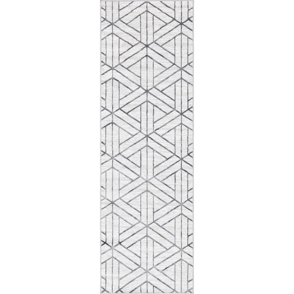 Matrix Trellis Motif Rug, Ivory/Gray (3' 0 x 10' 0). Picture 1