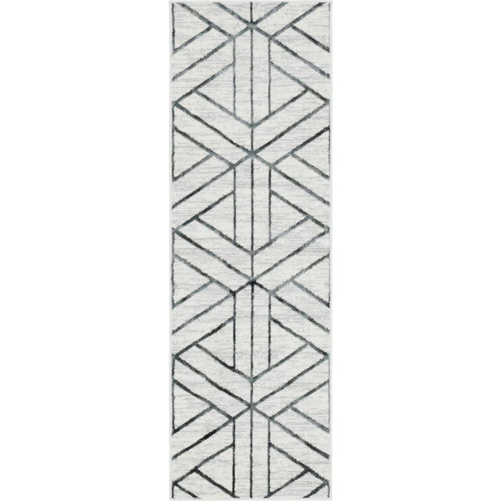 Matrix Trellis Motif Rug, Ivory/Gray (2' 0 x 6' 0). Picture 1