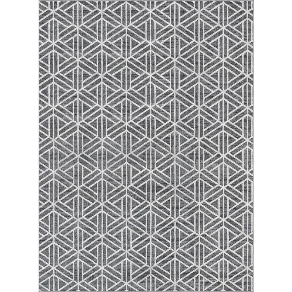 Matrix Trellis Motif Rug, Dark Gray/Gray (9' 10 x 14' 0). Picture 1
