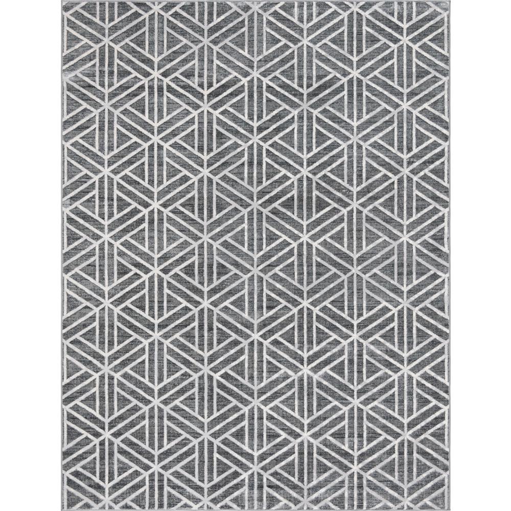 Matrix Trellis Motif Rug, Dark Gray/Gray (9' 0 x 12' 0). Picture 1
