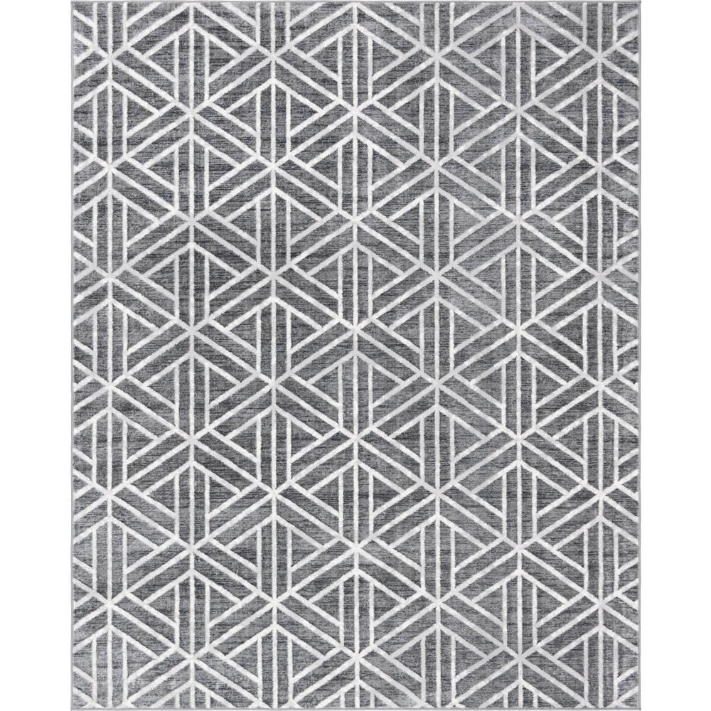 Matrix Trellis Motif Rug, Dark Gray/Gray (8' 0 x 10' 0). Picture 1
