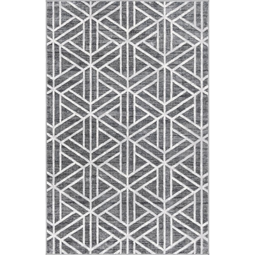 Matrix Trellis Motif Rug, Dark Gray/Gray (6' 0 x 9' 0). Picture 1