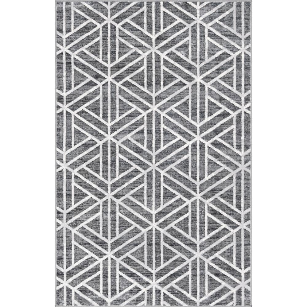 Matrix Trellis Motif Rug, Dark Gray/Gray (5' 0 x 8' 0). Picture 1