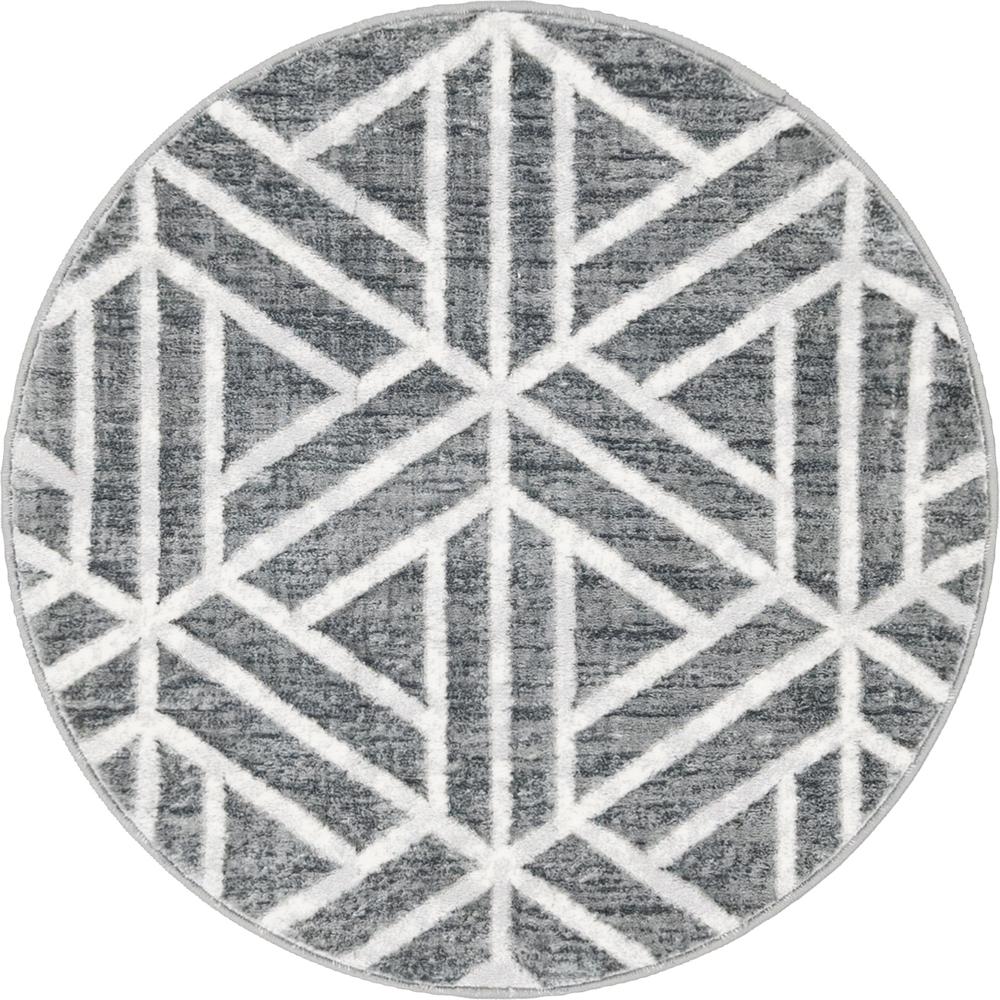 Matrix Trellis Motif Rug, Dark Gray/Gray (3' 3 x 3' 3). Picture 1