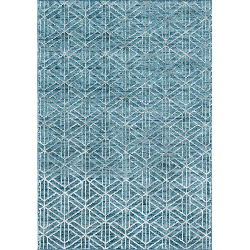 Matrix Trellis Motif Rug, Blue/Ivory (9' 10 x 14' 0). Picture 1