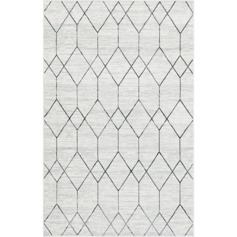 Matrix Trellis Deco Rug, Ivory/Gray (5' 0 x 8' 0). Picture 1