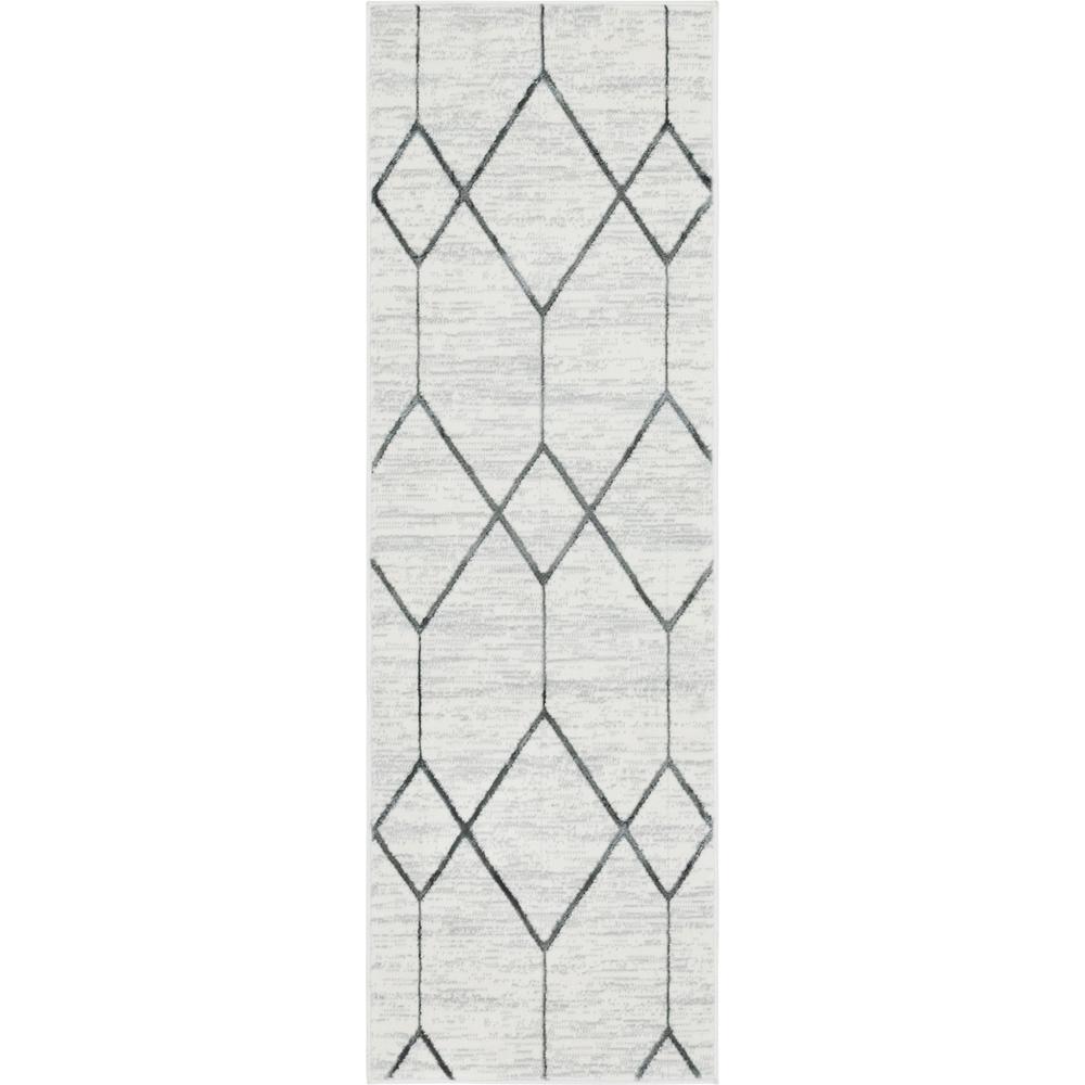 Matrix Trellis Deco Rug, Ivory/Gray (2' 0 x 6' 0). Picture 1