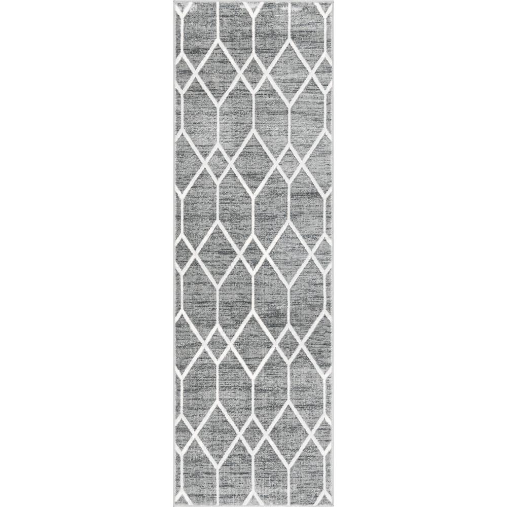 Matrix Trellis Deco Rug, Dark Gray/Gray (3' 0 x 10' 0). Picture 1