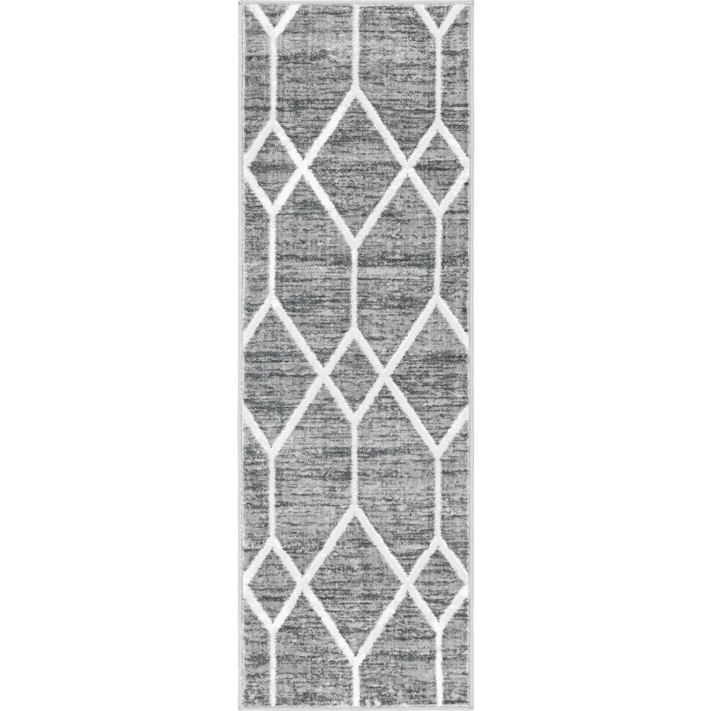 Matrix Trellis Deco Rug, Dark Gray/Gray (2' 0 x 6' 0). Picture 1