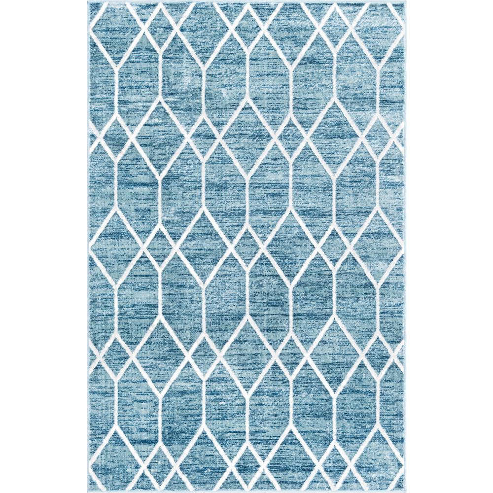 Matrix Trellis Deco Rug, Blue/Ivory (5' 0 x 8' 0). Picture 1