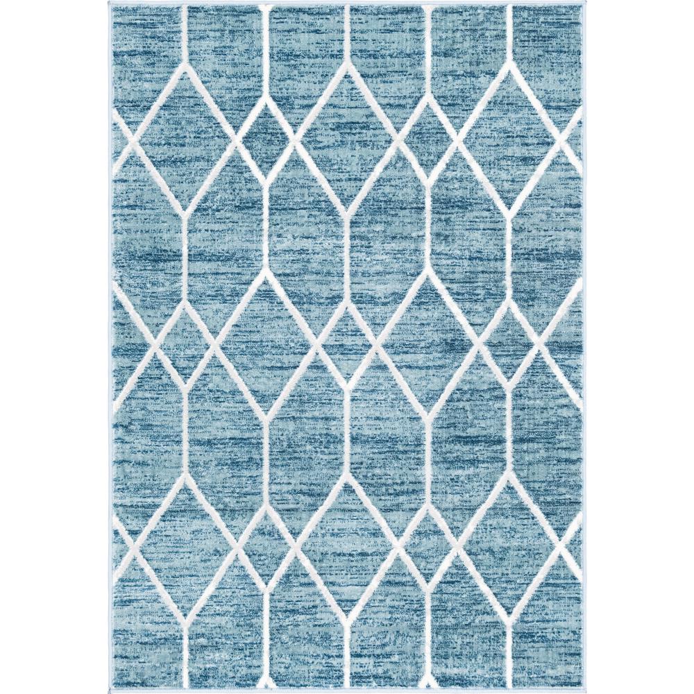 Matrix Trellis Deco Rug, Blue/Ivory (4' 0 x 6' 0). Picture 1