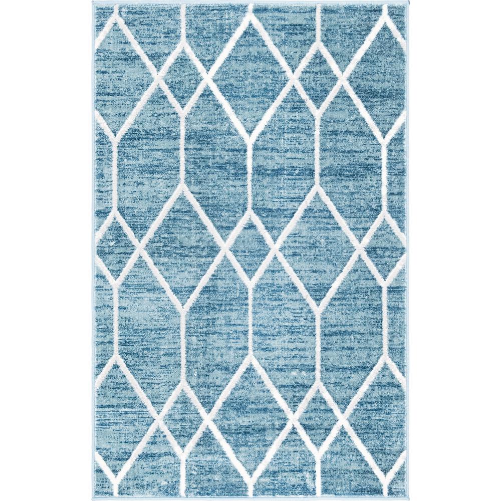 Matrix Trellis Deco Rug, Blue/Ivory (3' 3 x 5' 3). Picture 1