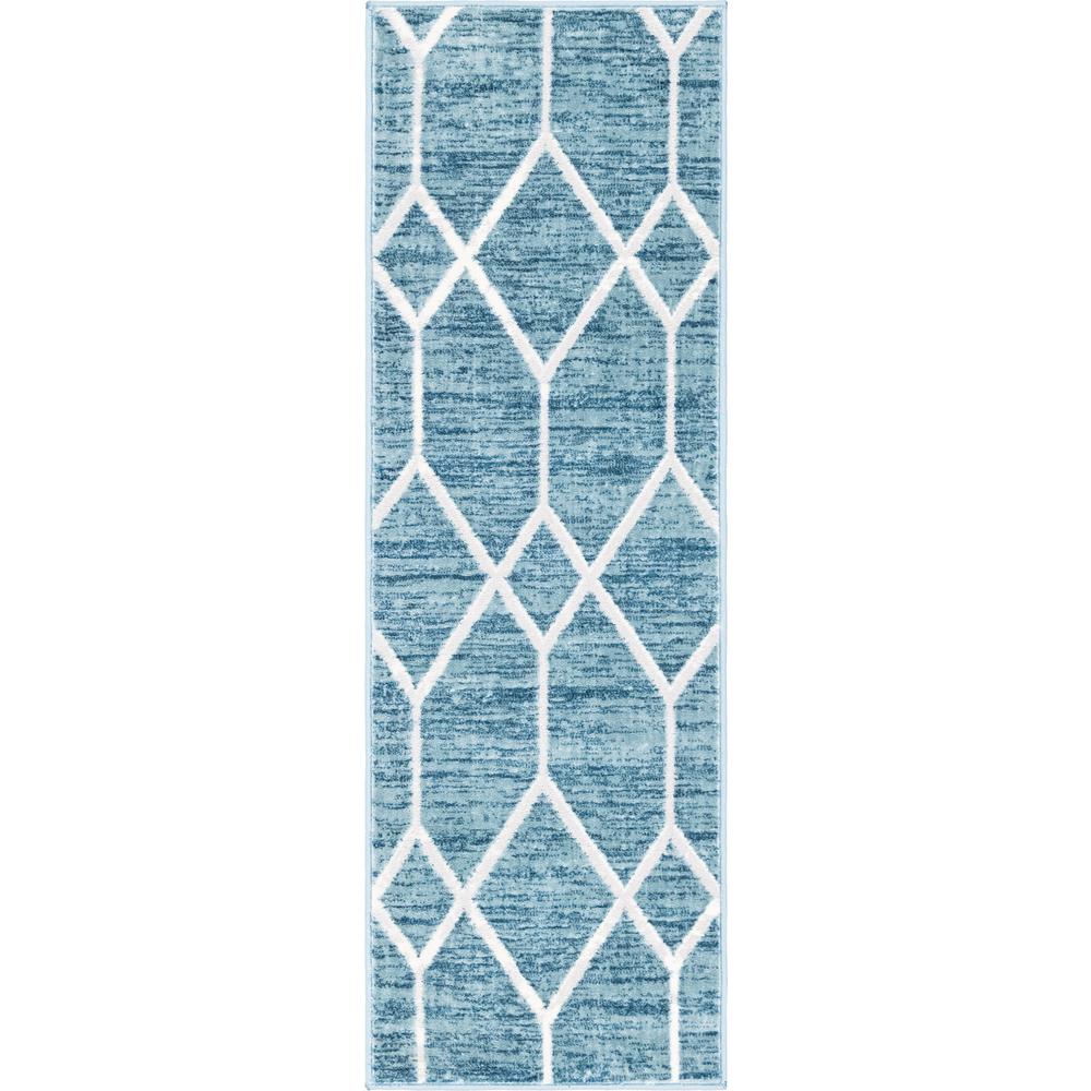 Matrix Trellis Deco Rug, Blue/Ivory (2' 0 x 6' 0). Picture 1