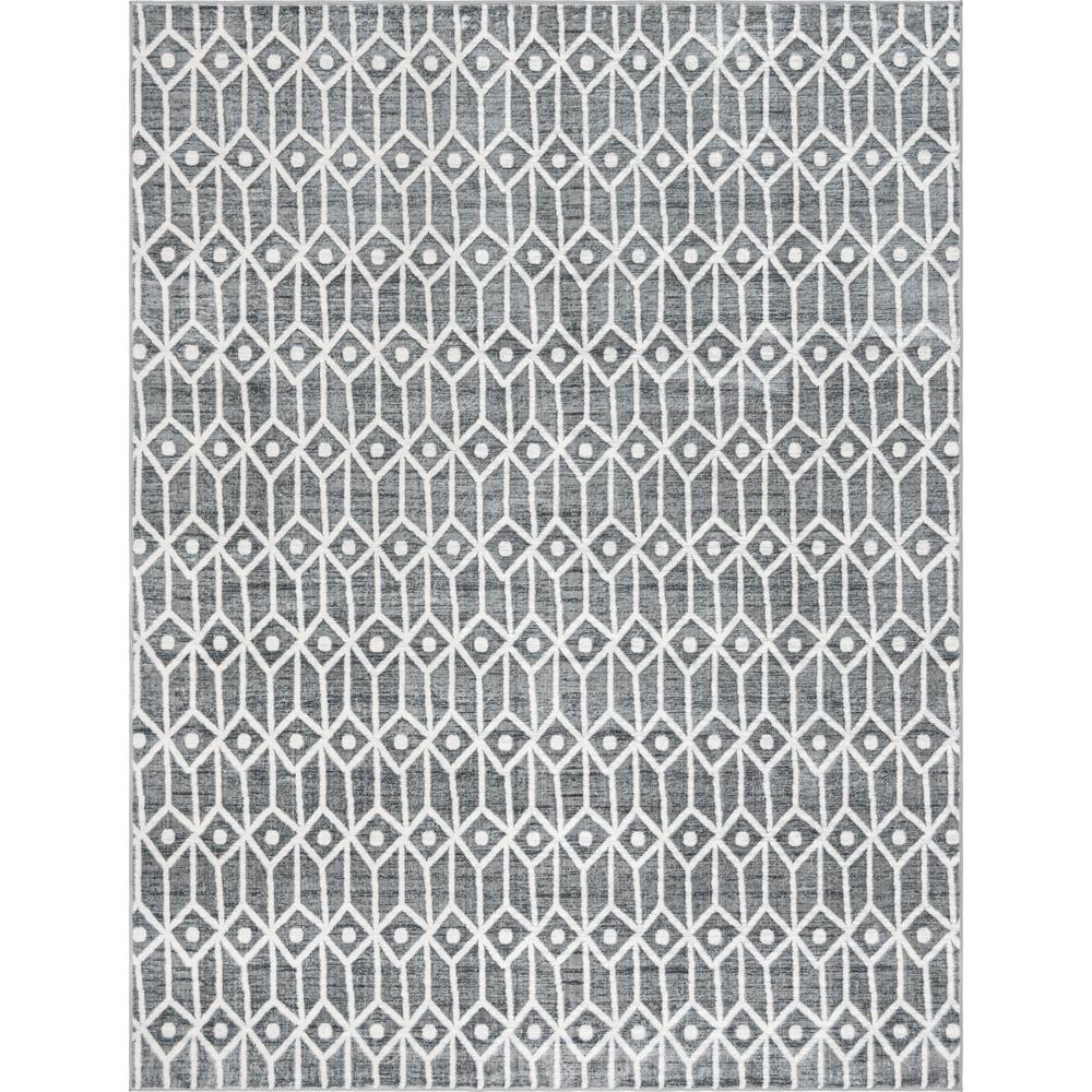 Matrix Trellis Diamonds Rug, Gray/Ivory (9' 0 x 12' 0). Picture 1
