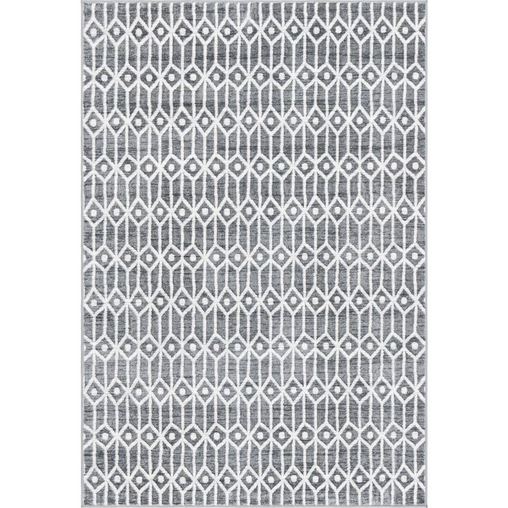 Matrix Trellis Diamonds Rug, Gray/Ivory (6' 0 x 9' 0). Picture 1